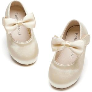 Felix & Flora Toddler Flower Girl Dress Shoes – Girl Ballet Flats Party School Shoes Wedding(B816-champagne Gold)