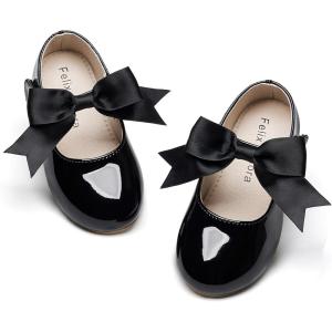 Felix & Flora Toddler Flower Girl Dress Shoes – Girl Ballet Flats Party School Shoes Wedding(B821-black)