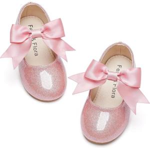 Felix & Flora Toddler Flower Girl Dress Shoes – Girl Ballet Flats Party School Shoes Wedding(B821-light Pink)
