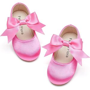 Felix & Flora Toddler Flower Girl Dress Shoes – Girl Ballet Flats Party School Shoes Wedding(B821-s Hot Pink)