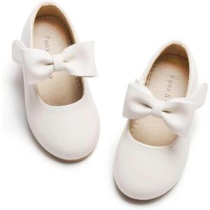 Felix & Flora Toddler Flower Girl Dress Shoes – Girl Ballet Flats Party School Shoes Wedding(B833-apricot)