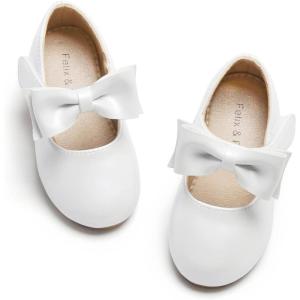 Felix & Flora Toddler Flower Girl Dress Shoes – Girl Ballet Flats Party School Shoes Wedding(B833-ivory)