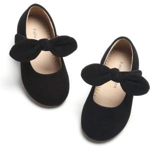 Felix & Flora Toddler Flower Girl Dress Shoes – Girl Ballet Flats Party School Shoes Wedding(B839-black)