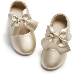 Felix & Flora Toddler Flower Girl Dress Shoes – Girl Ballet Flats Party School Shoes Wedding(B845-gold)