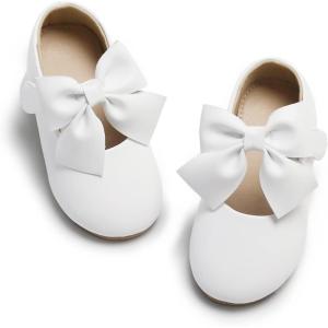Felix & Flora Toddler Flower Girl Dress Shoes – Girl Ballet Flats Party School Shoes Wedding(B845-white)