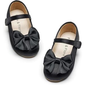 Felix & Flora Toddler Flower Girl Dress Shoes – Girl Ballet Flats Party School Shoes Wedding(B904-black)