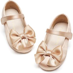 Felix & Flora Toddler Flower Girl Dress Shoes – Girl Ballet Flats Party School Shoes Wedding(B904-dark Nude)