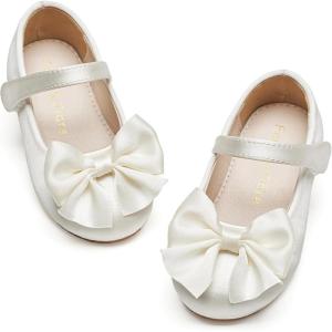 Felix & Flora Toddler Flower Girl Dress Shoes – Girl Ballet Flats Party School Shoes Wedding(B904-ivory White)