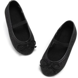 Felix & Flora Toddler Flower Girl Mary Jane Shoes – Little Girls Dress Flats Princess Wedding Party(Bh23-black)