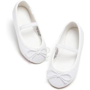 Felix & Flora Toddler Flower Girl Mary Jane Shoes – Little Girls Dress Flats Princess Wedding Party(Bh23-white)