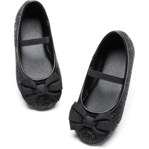 Felix & Flora Toddler Flower Girl Mary Jane Shoes – Little Girls Dress Flats Princess Wedding Party(Bh25-black)