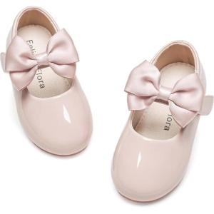 Felix & Flora Toddler Girl Dress Shoes – Flower Girl Ballet Flats School Wedding Party(B903-nude)