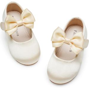Felix & Flora Toddler Girl Dress Shoes – Flower Girl Ballet Flats School Wedding Party(B903-s Champagne Gold)
