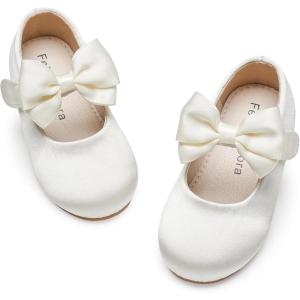 Felix & Flora Toddler Girl Dress Shoes – Flower Girl Ballet Flats School Wedding Party(B903-s Ivory)
