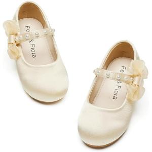 Felix & Flora Toddler Girl Dress Shoes – Flower Girl Ballet Flats School Wedding Party(Bf14-champagne Gold)