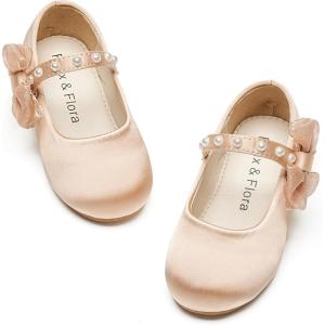 Felix & Flora Toddler Girl Dress Shoes – Flower Girl Ballet Flats School Wedding Party(Bf14-dark Nude)