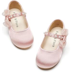 Felix & Flora Toddler Girl Dress Shoes – Flower Girl Ballet Flats School Wedding Party(Bf14-pink)