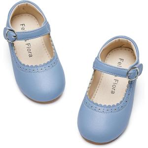 Felix & Flora Toddler Girl Dress Shoes – Flower Girl Ballet Flats School Wedding Party(Bf19-light Blue)
