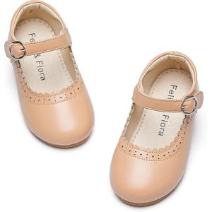 Felix & Flora Toddler Girl Dress Shoes – Flower Girl Ballet Flats School Wedding Party(Bf19-nude)