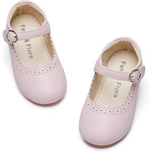 Felix & Flora Toddler Girl Dress Shoes – Flower Girl Ballet Flats School Wedding Party(Bf19-pink)