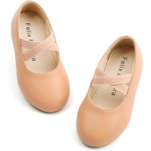 Felix & Flora Toddler Girl Dress Shoes – Flower Girl Ballet Mary Jane Flats Party School Wedding(B869-fl Nude)