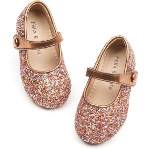 Felix & Flora Toddler Girl Dress Shoes – Flower Girl Ballet Mary Jane Flats Party School Wedding(B876-multicolor)