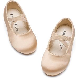 Felix & Flora Toddler Girl Dress Shoes – Flower Girl Ballet Mary Jane Flats Party School Wedding(Bf09-s Dark Nude)