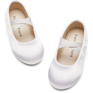 Felix & Flora Toddler Girl Dress Shoes – Flower Girl Ballet Mary Jane Flats Party School Wedding(Bf09-s White)