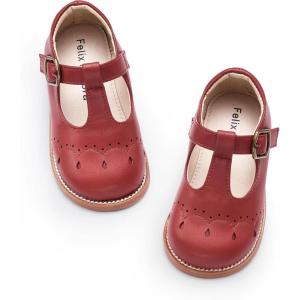 Felix & Flora Toddler Girl Mary Jane Dress Shoes – School Oxford Flats for Girl Party Shoes.(B423-red)