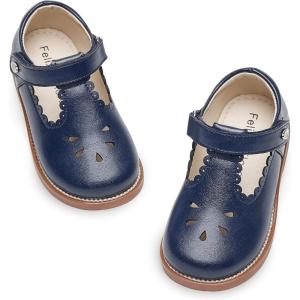 Felix & Flora Toddler Girl Oxford Dress Shoes – Mary Jane Flats for Little Girl Party School Shoes.(B426-navy Blue)