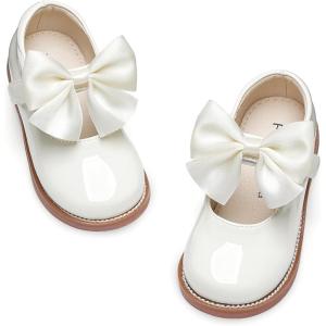 Felix & Flora Toddler Girl Oxford Dress Shoes – Mary Jane Flats for Little Girl Party School Shoes.(B427-ivory White)