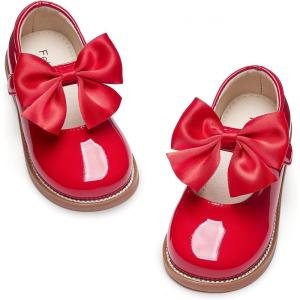 Felix & Flora Toddler Girl Oxford Dress Shoes – Mary Jane Flats for Little Girl Party School Shoes.(B427-red)