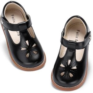 Felix & Flora Toddler Girl Oxford Dress Shoes – Mary Jane Flats for Little Girl Party School Shoes.(B428-black)