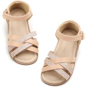 Felix & Flora Toddler Girl Sandals – Flower Girl Dress Shoes Open Toe Little Kid Summer Flats(Bc214-nude)