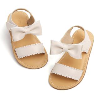 Felix & Flora Toddler Girl Sandals – Flower Girl Dress Shoes Open Toe Little Kid Summer Flats(Bc216-beige)