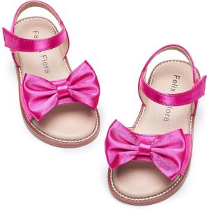 Felix & Flora Toddler Girl Sandals – Flower Girl Dress Shoes Open Toe Little Kid Summer Flats(Bc291-magenta)