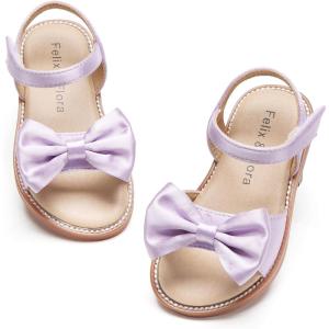 Felix & Flora Toddler Girl Sandals – Flower Girl Dress Shoes Open Toe Little Kid Summer Flats(Bc291-purple)