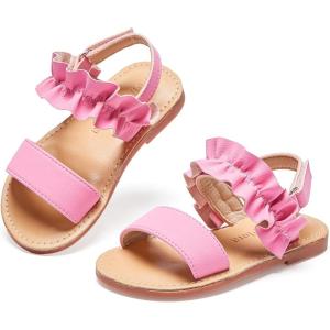 Felix & Flora Toddler Girl Sandals – Flower Girl Dress Shoes Open Toe Little Kid Summer Flats(Bc300-fl Pink)