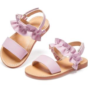 Felix & Flora Toddler Girl Sandals – Flower Girl Dress Shoes Open Toe Little Kid Summer Flats(Bc300-fl Purple)