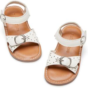 Felix & Flora Toddler Girl Sandals – Flower Girl Dress Shoes Open Toe Little Kid Summer Flats(Bc316-ivory White)