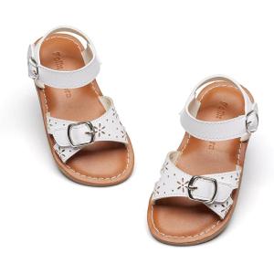Felix & Flora Toddler Girl Sandals – Flower Girl Dress Shoes Open Toe Little Kid Summer Flats(Bc316-white)