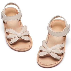 Felix & Flora Toddler Girl Sandals – Flower Girl Dress Shoes Open Toe Little Kid Summer Flats(Bc325-apricot)