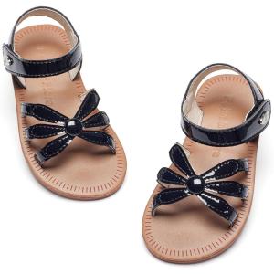 Felix & Flora Toddler Girl Sandals – Flower Girl Dress Shoes Open Toe Little Kid Summer Flats(Bc325-pl Black)