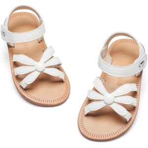 Felix & Flora Toddler Girl Sandals – Flower Girl Dress Shoes Open Toe Little Kid Summer Flats(Bc325-pl White)