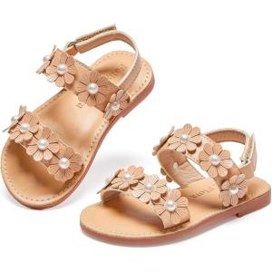 Felix & Flora Toddler Girl Sandals – Flower Girl Dress Shoes Open Toe Little Kid Summer Flats(Bc330-nude)