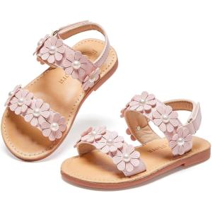 Felix & Flora Toddler Girl Sandals – Flower Girl Dress Shoes Open Toe Little Kid Summer Flats(Bc330-pink)