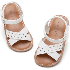 Felix & Flora Toddler Girl Sandals – Little Girl Easter Summer Dress Shoes Lightweight Open Toe Beach Holiday.(Bc219-ivory White)