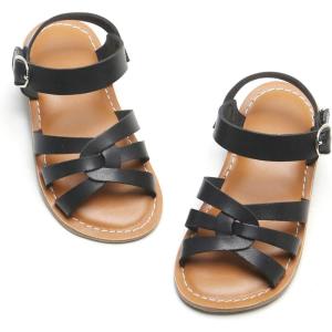 Felix & Flora Toddler Girl Sandals – Little Girl Easter Summer Dress Shoes Lightweight Open Toe Beach Holiday.(Bc222-black)