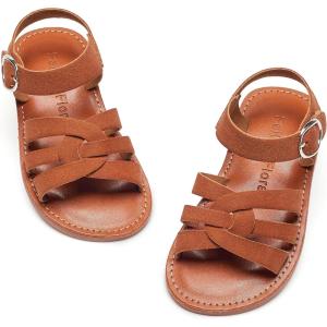 Felix & Flora Toddler Girl Sandals – Little Girl Easter Summer Dress Shoes Lightweight Open Toe Beach Holiday.(Bc222-reddish Brown)