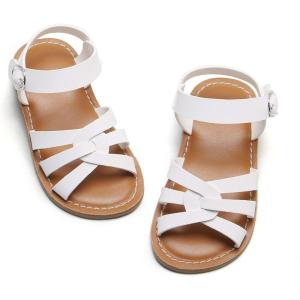 Felix & Flora Toddler Girl Sandals – Little Girl Easter Summer Dress Shoes Lightweight Open Toe Beach Holiday.(Bc222-white)